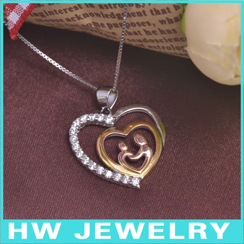 

double heart sterling silver necklace