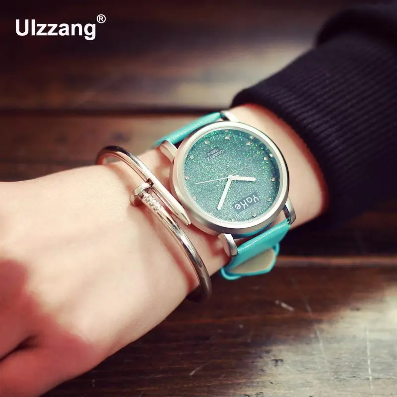 Роскошные милые блестящие Кварцевые наручные часы из искусственной кожи с