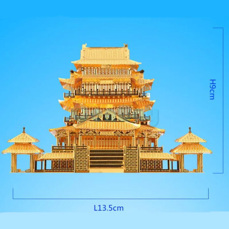 TENGWANG PAVILION PieceCool Золотой 3D металлический пазл собранная архитектурная модель Лобзики DIY знаменитая конструкция 3D модели для детей игрушки и подарок - Цвет: TENGWANG PAVILION