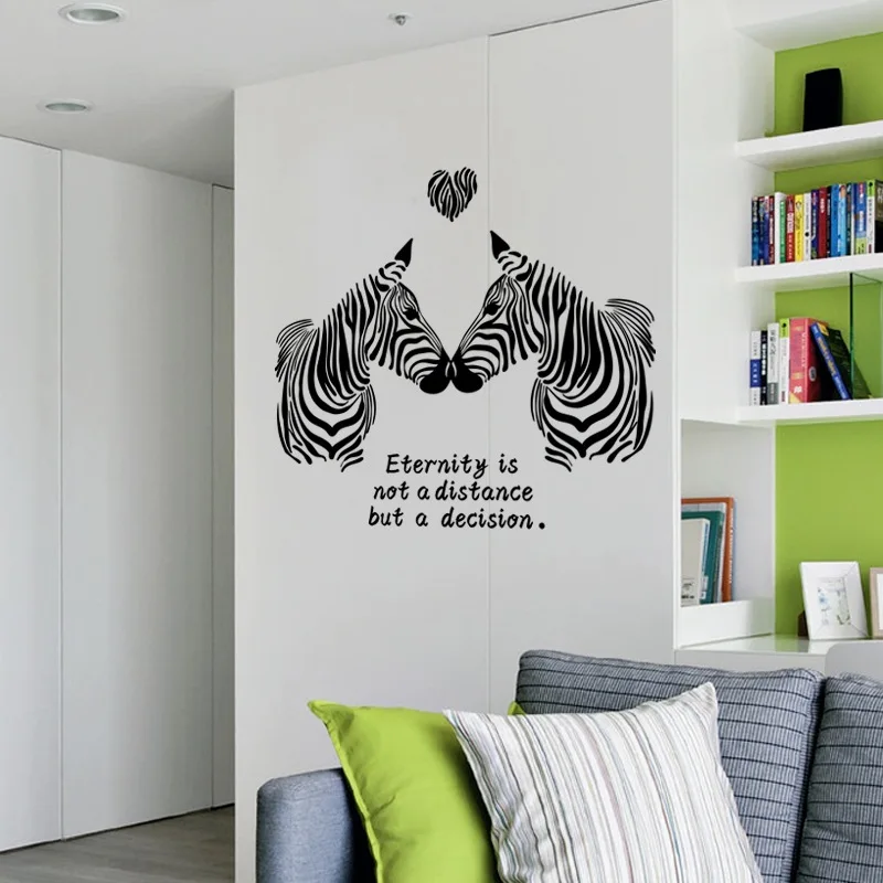 Настенные наклейки для спальни черно белые с надписью love zebras декор животных