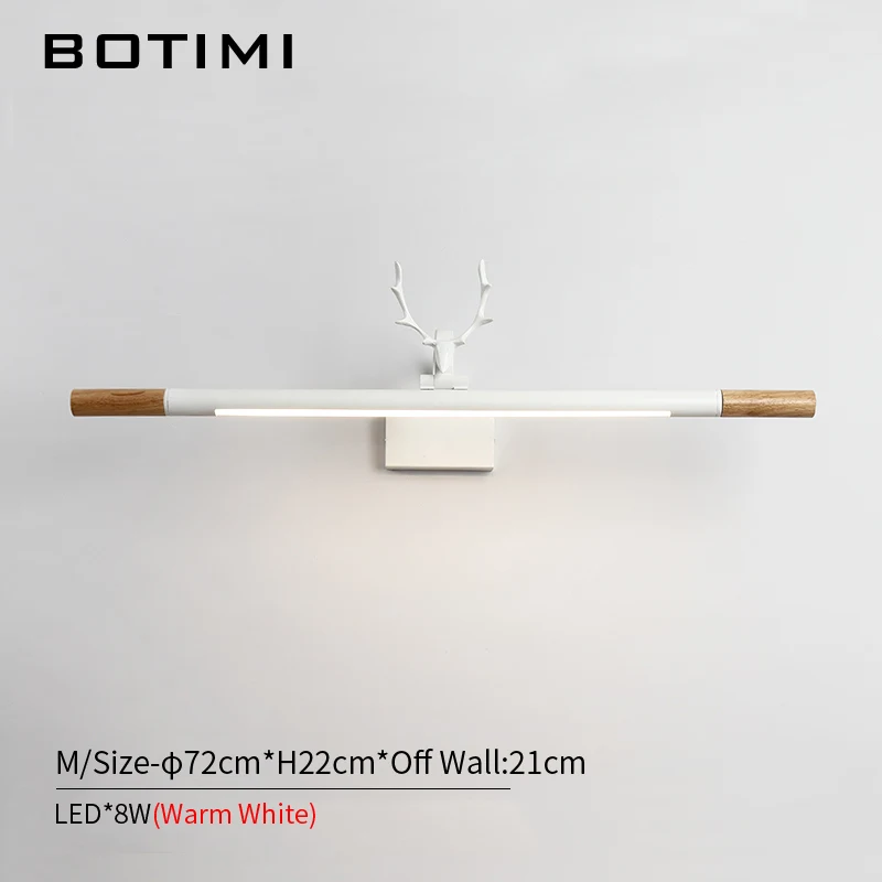 M-Warm White BOTIMI 220V светодиодный настенный светильник для ванной комнаты, белый зеркальный светильник, деревянный настенный светильник, современный прикроватный светильник, настенный светильник - Цвет абажура: M-Warm White