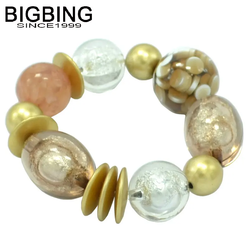 R055 BIGBING ювелирные изделия Модные золотые полимерные бусины стрейч браслет модные