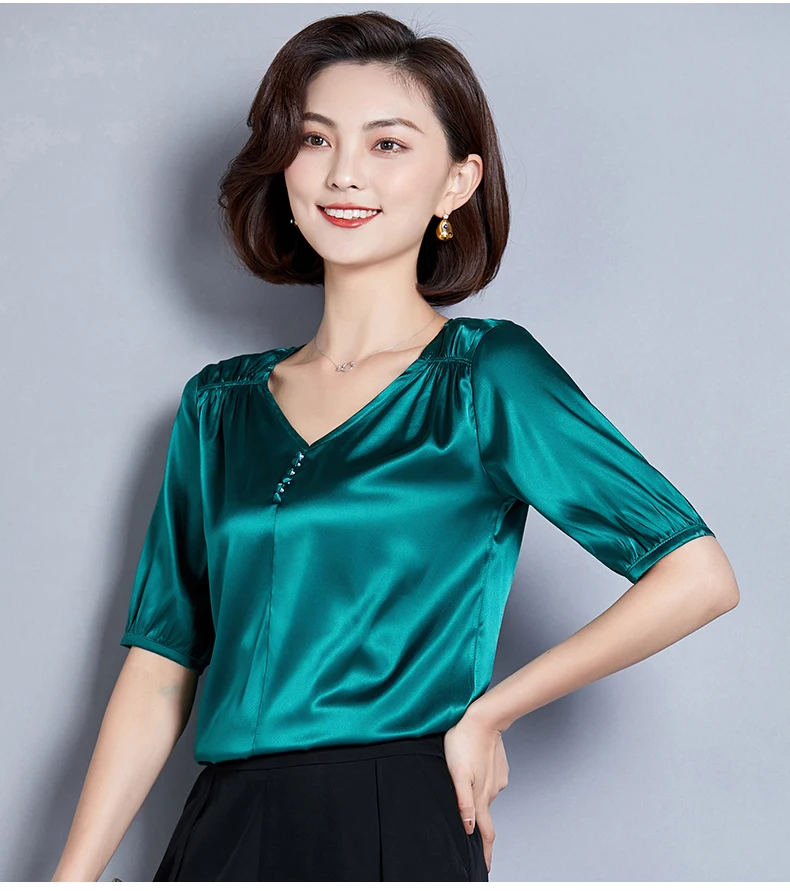 Женские топы и блузки Летняя Повседневная шелковая блузка Harajuku Blusas Feminina топы с круглым вырезом рубашки размера плюс XXL/XXXL женские топы