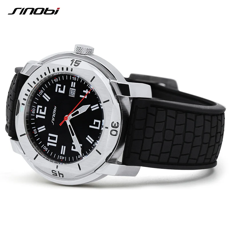 SINOBI мужские армейские часы Роскошные Кварцевые с силиконовым ремешком