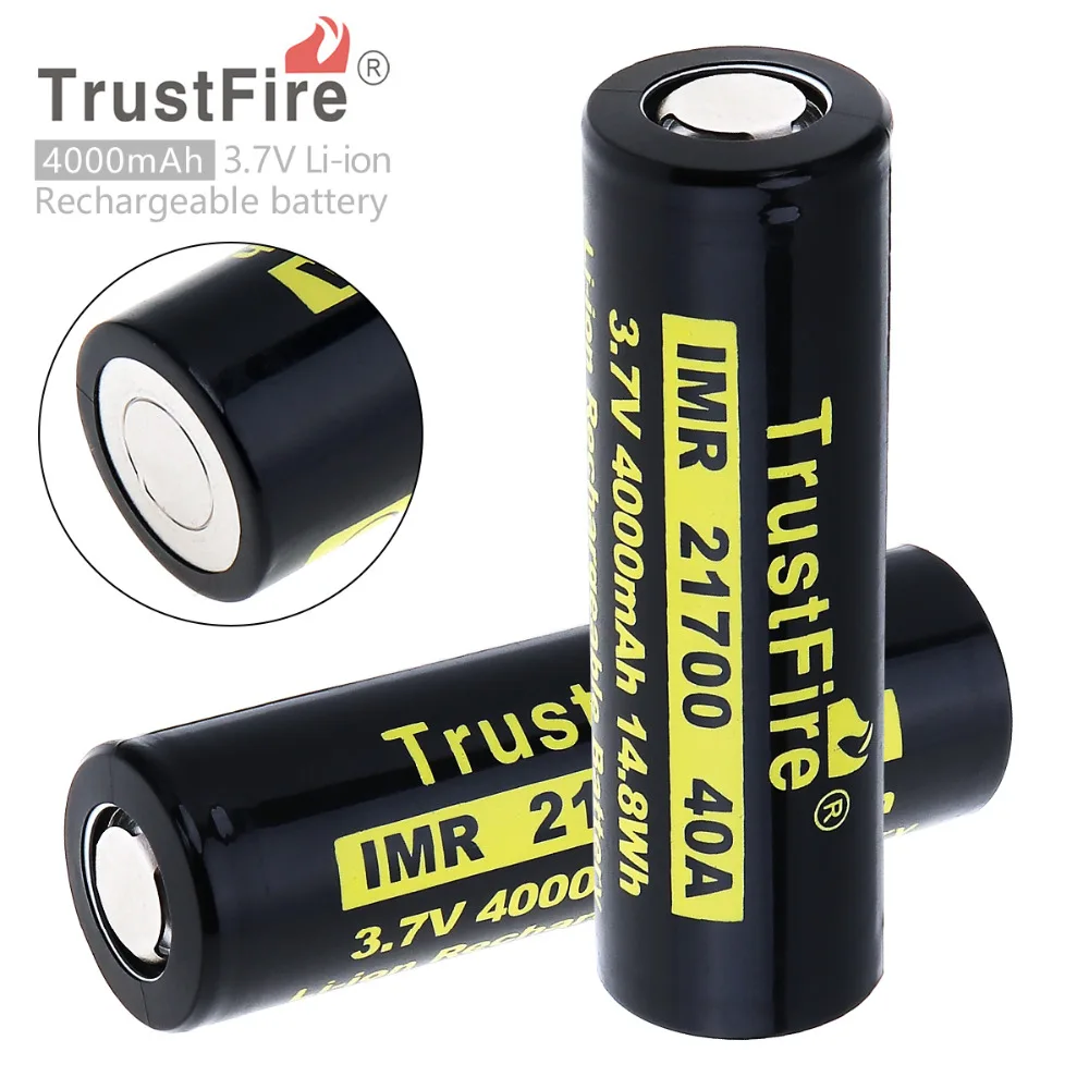TrustFire 2 Pieces 21700 IMR Battery 3.7V 40A 4000mAh 14.8W Li ion Rechargeable for Electric Tool Headlamp|rechargeable battery|battery abattery |