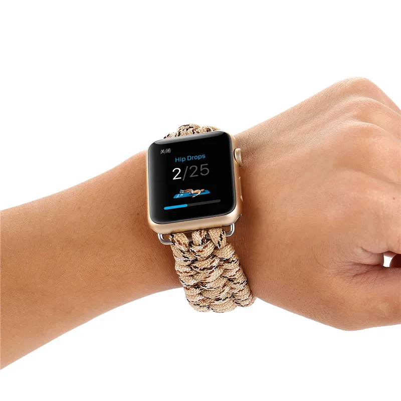 Спорт на открытом воздухе ремешок для Apple Watch Band 42 мм 38 мм веревка для выживания металлический болт застежка браслет для iWatch серии 4/3/2/1
