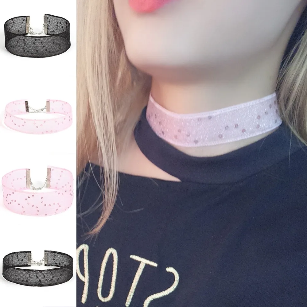 

Vintage Geometric Embroidered Lace Neckband Collar Necklace Women Fashion Choker Necklace Jewelry 3 Colors