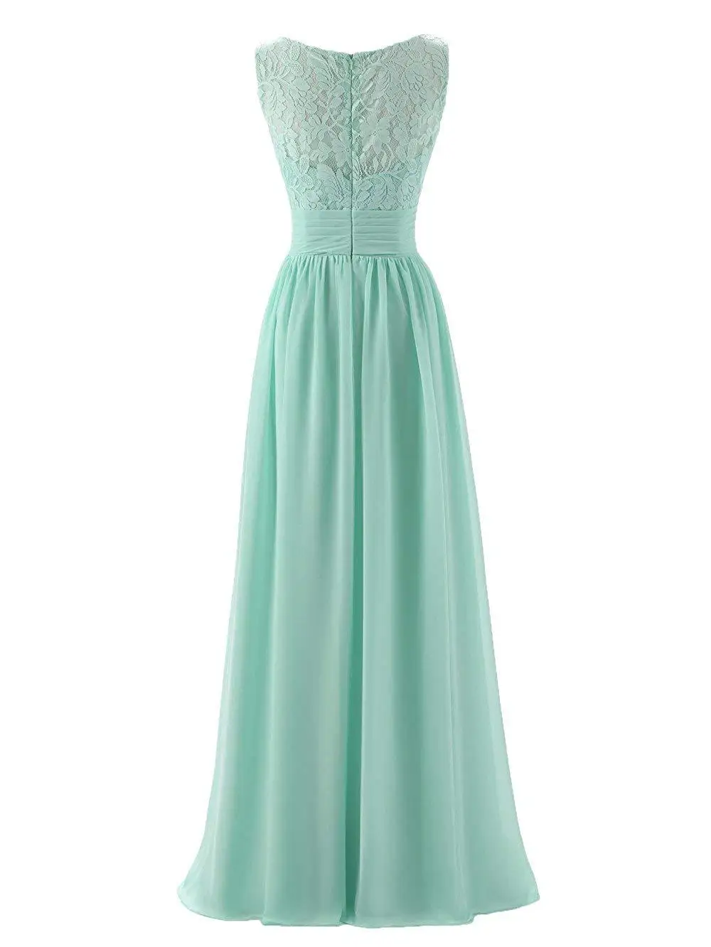 Женское длинное вечернее платье мятно-зеленое ТРАПЕЦИЕВИДНОЕ ПЛАТЬЕ С V-образным