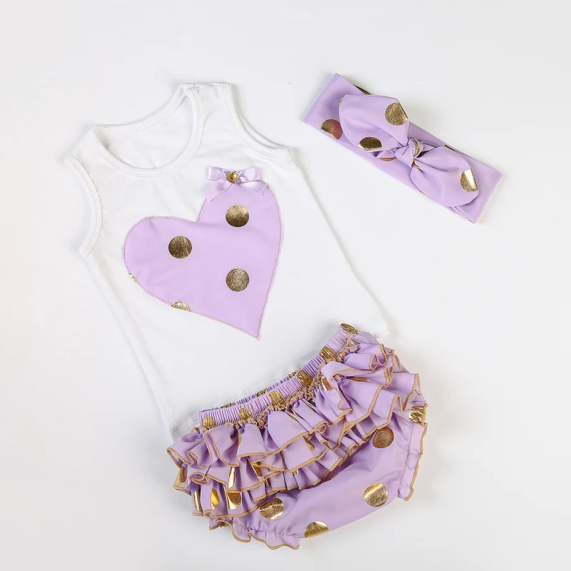 Лидер продаж летняя одежда для новорожденных Комплект из 3 предметов Золотая в