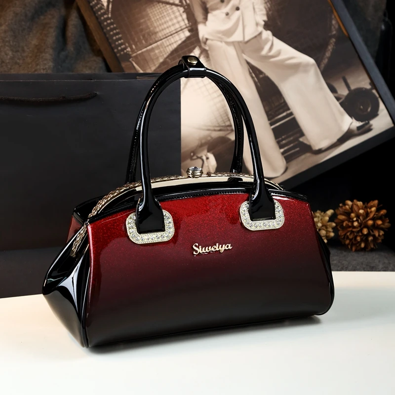 

ICEV New Fashion Women Leather Handbag Patent Leather Bag Handbags Women Famous Brands Diamonds High Quality Ladies Office Totes