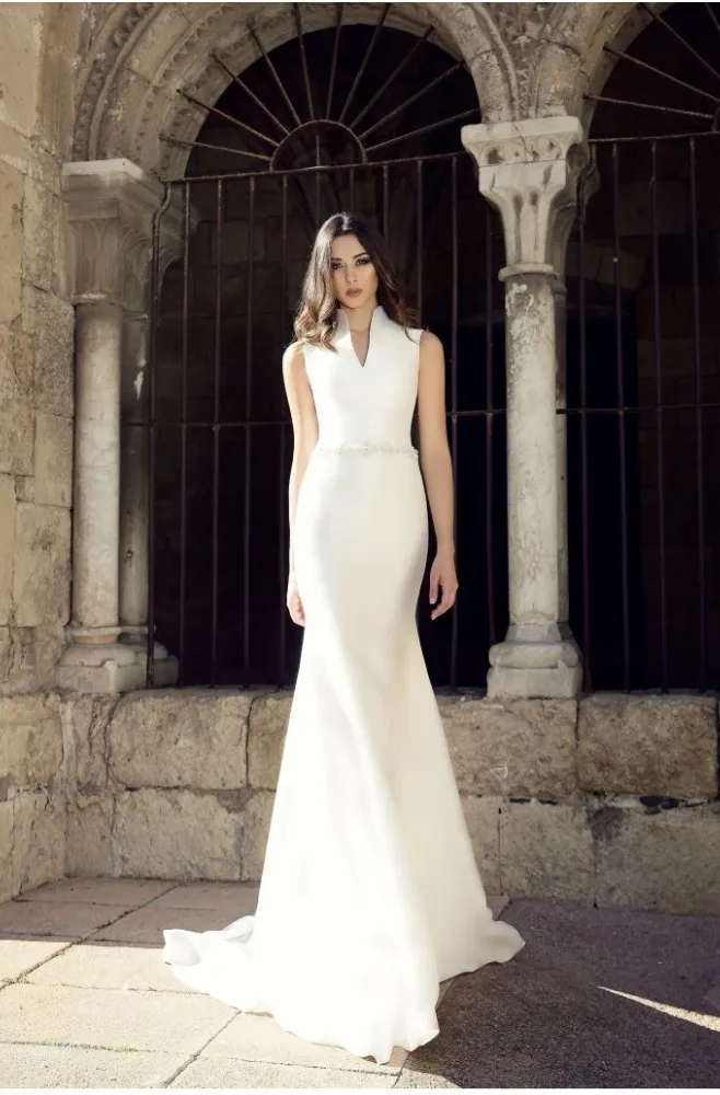 Женское атласное платье без рукавов Vivian's Bridal простое светоотражающее