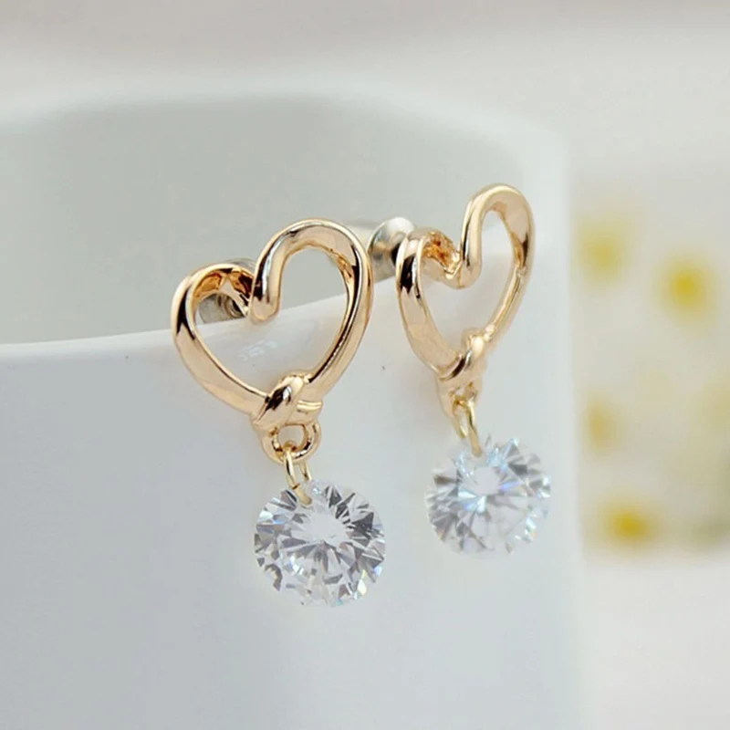 Изящные женские серьги в форме сердца серьги-гвоздики серьги-подвески с цирконом