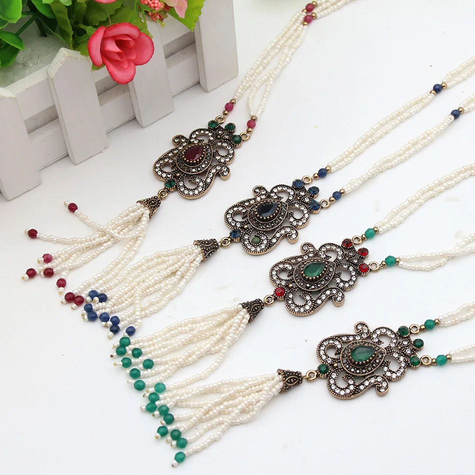 Модное ожерелье из бисера 70 см ажурная цепочка для свитера в турецком стиле