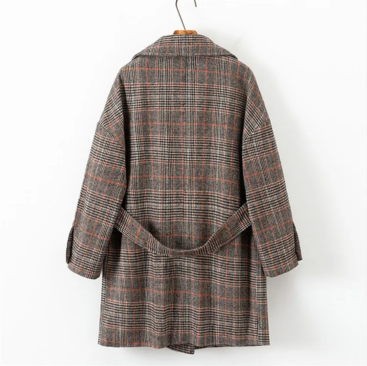 Большие размеры, XXL-5XL, Осень-зима, Женские клетчатые блейзеры, куртка, свободная верхняя одежда, Женские повседневные топы, клетчатый костюм, пальто, большой размер, G227