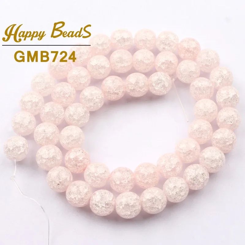 Light Pink Cracked Crystal Beads Round Loose Spacer Bead For Making Jewelry DIY Fashion Bracelet Necklace 15''Strand 6/8/10mm |