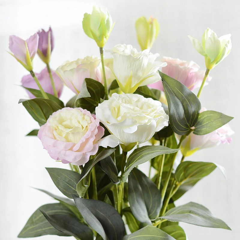 

Artificial Flower 3 Heads Fake Eustoma Home Decor Lisianthus Decoration For Wedding Party Decor Living Room and Table Decoration