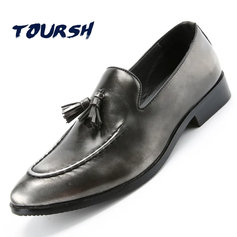 TOURSH Luxury Brand Men'S Business Dress Shoes Genuine Leather Oxford Breathable Low Top Black Classic Gentleman | Обувь