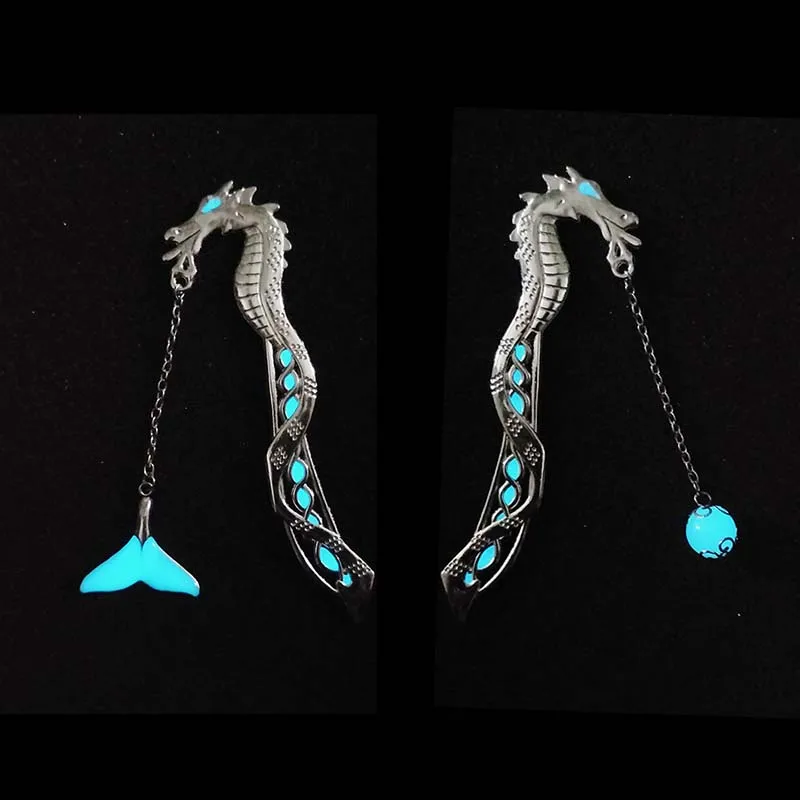 Luminous feather Bookmark Retro Illuminate metal beads Fluorescence bookmark Dropship wholesale Metal38 | Украшения и аксессуары