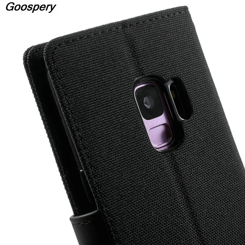 Для Samsung S9 чехол оригинальный Mercury Goospery холст дневник Стенд кожаный бумажник флип