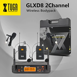 2 Bodypack XTUGA портативный UHF микрофон система с чехол для переноски 2 металлические handhled MIC BOX Беспроводные для сцены церкви свадьбы GLXD8 - Цвет: 2 Bodypack