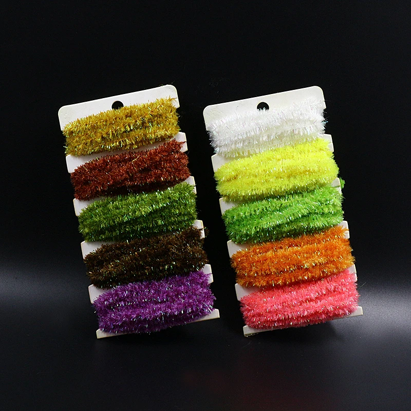 5yards card ice dub chenille yarn for wooly bugger fly tying 5colors assorted sparkling Chenille bass flies fly tying materials