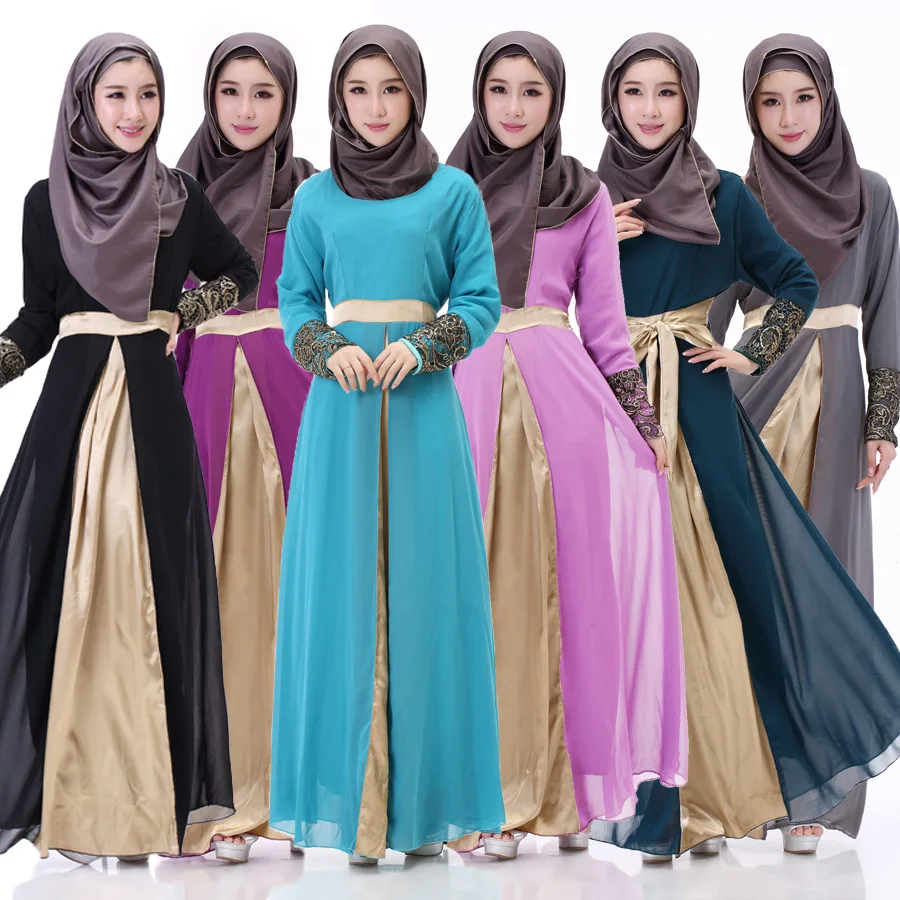 Женское шифоновое платье Кафтан Abaya кафтан с арабским кружевом и поясом в стиле