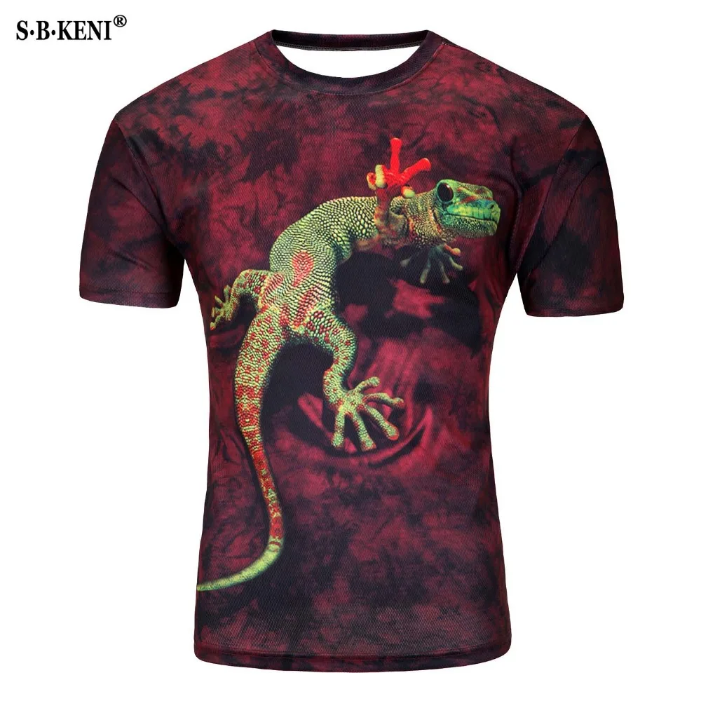 2019 Новая Мужская модная 3d футболка с изображением животных ящерица принтом