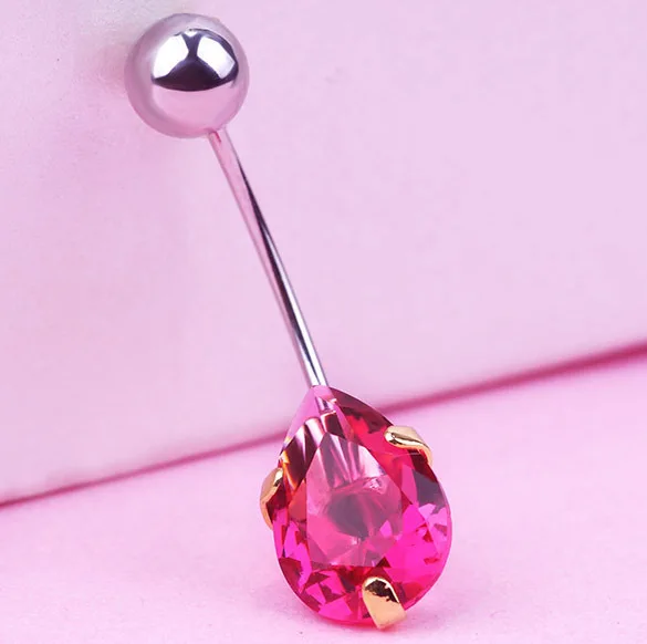 Красный зубец циркониевый пирсинг для пупка со стразами кольца на кнопках живота
