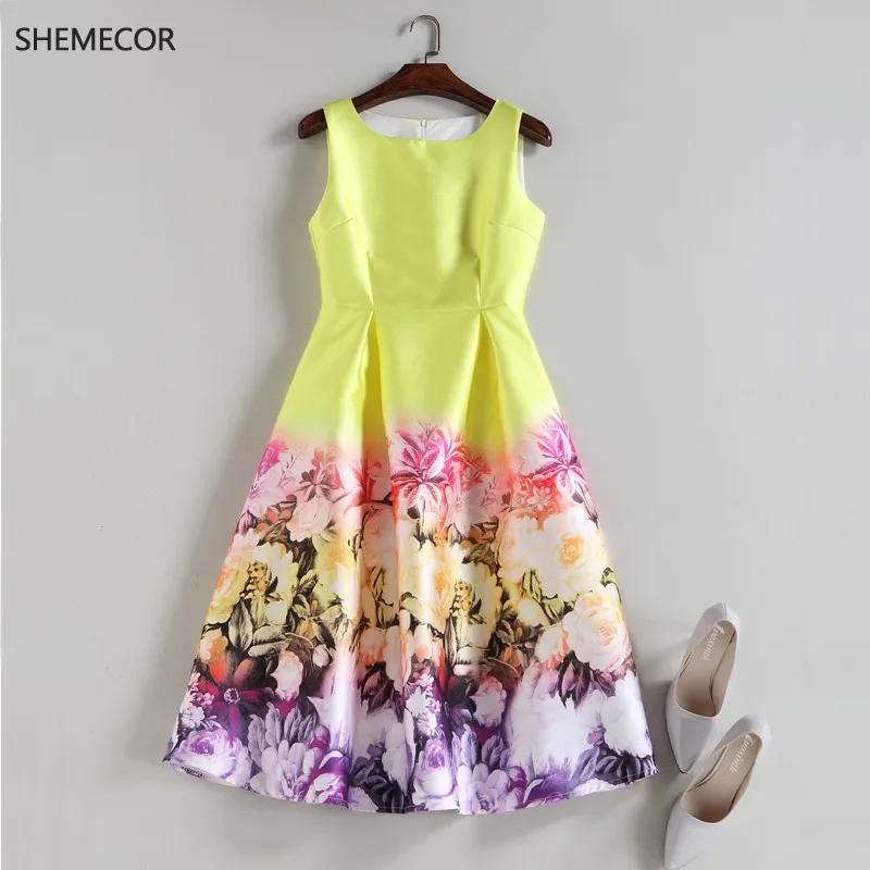 22 SHEMECOR, осень, новое женское платье Mori Girl, свежий стиль, цветок лотоса, цветочный принт, высокая талия, ТРАПЕЦИЕВИДНОЕ платье без рукавов, голубое, розовое, размера плюс - Цвет: 22