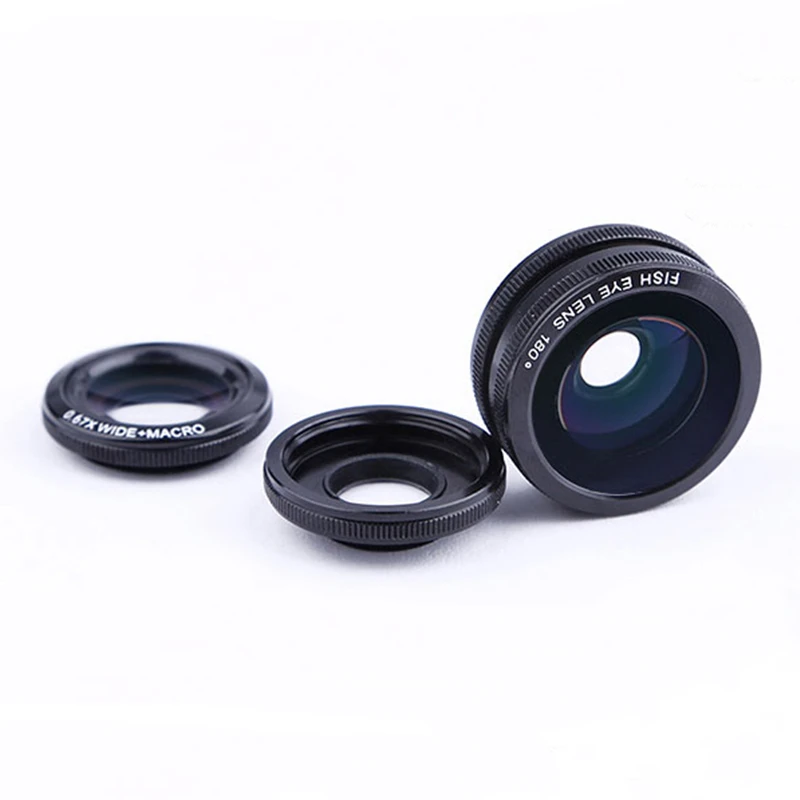 Объектив рыбий глаз 3 в 1 широкоугольный + микро объектив|lens photo|micro lens3 in |