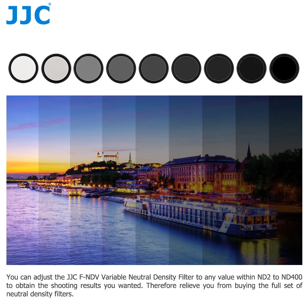 JJC ND Filter Variable ND2-400 VND Neutral Density Fader Adjustable Lens Filter 49mm 52mm 55mm 58mm 62mm 67mm 72mm 77mm 82mm