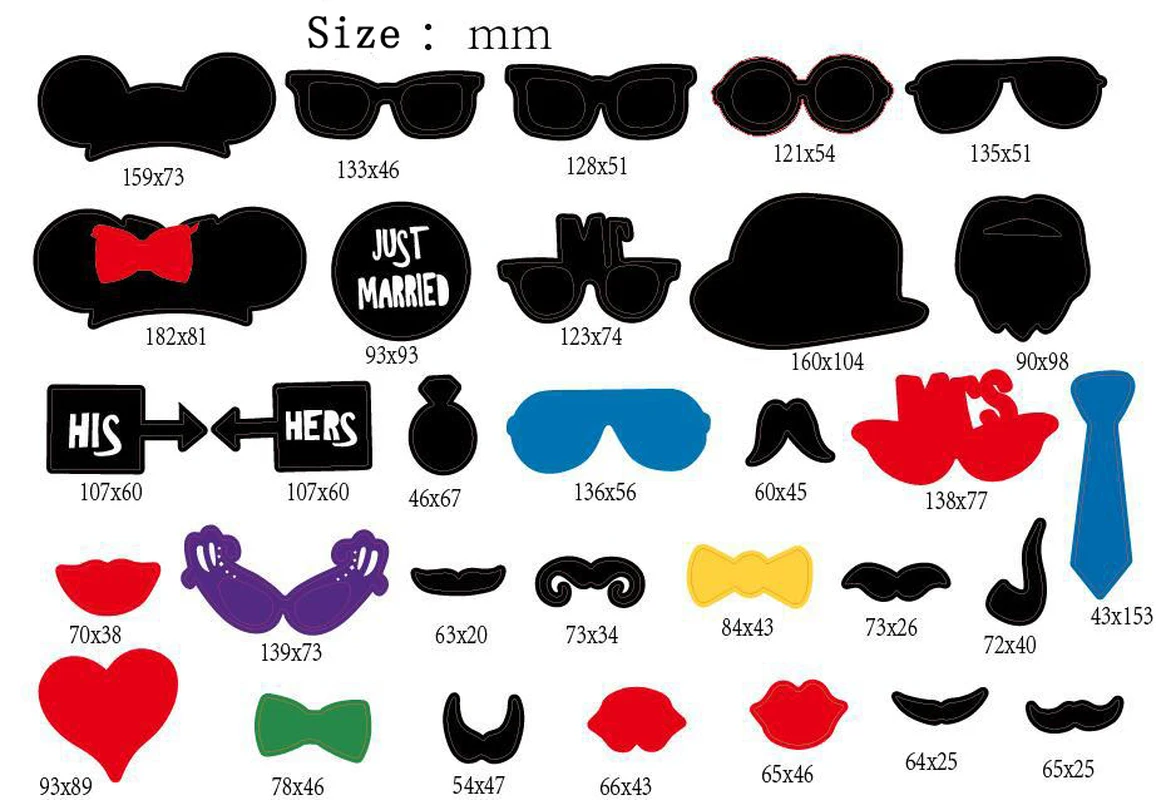 

31pcs/Set Party Photo Booth Props Wedding Photo Booth Props Mustache Birthday Party Favors Mustache Lips Photobooth Props