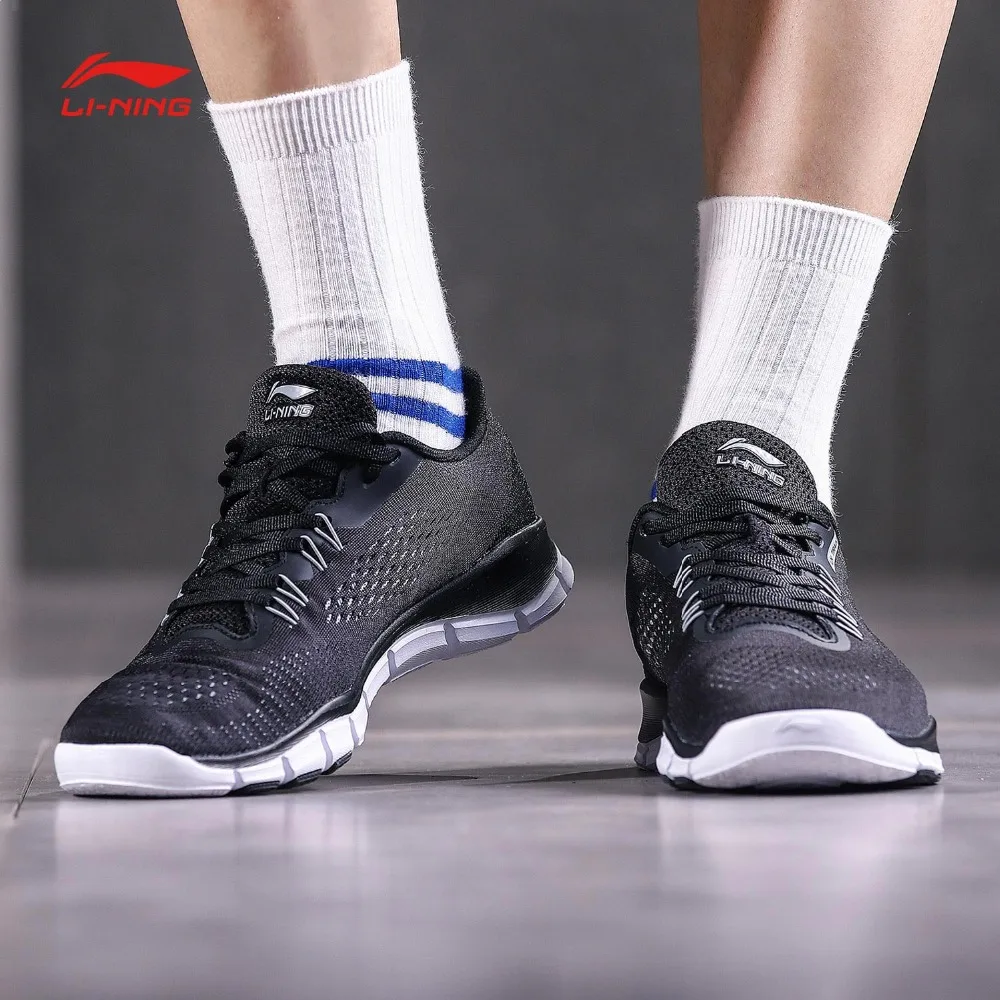 Li Ning Для мужчин супер тренер M обувь на плоской подошве с гибкой дышащая подкладка