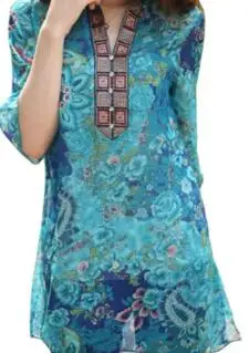 Женское шифоновое платье большого размера с v образным вырезом и цветочным