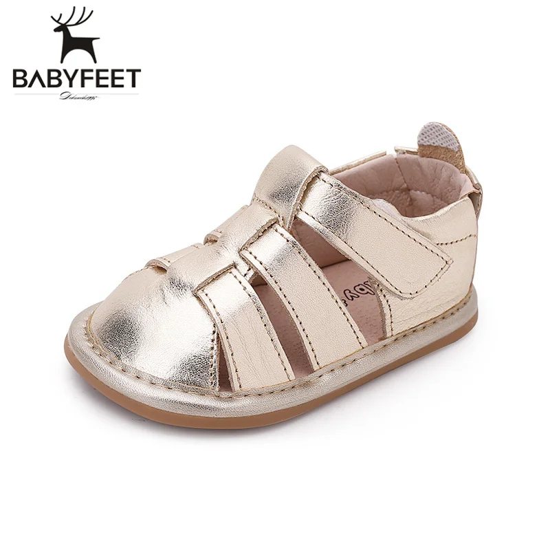 Babyfeet бренд 2018 летние пляжные сандалии дети с закрытым носком малыша мода Обувь из