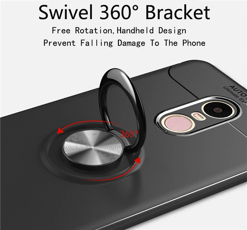 KAXOE Multifunction Car Magnetic Holder Soft TPU Phone Case Cover Suction Ring Bracket for Xiaomi Redmi Note 4/Note 4X |