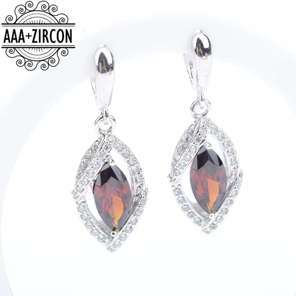 Набор ювелирных изделий для женщин из серебра 925 пробы темно-красные циркониевые