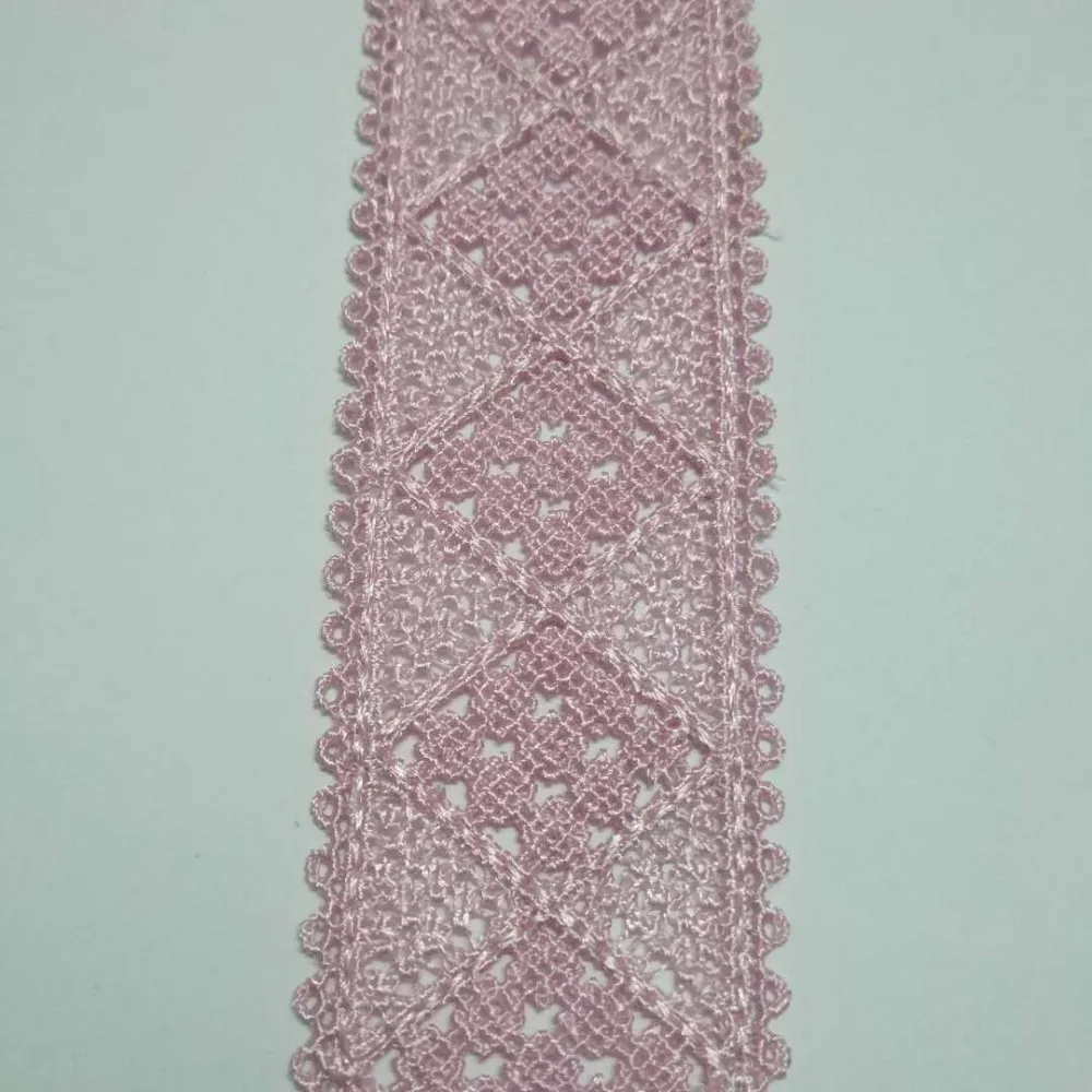 

5Yards Embroidery Lace Trim Pink Lace Embroidered Polyester for Clothes Home Textiles Apparel Sewing Lace Fabric 4CM Width