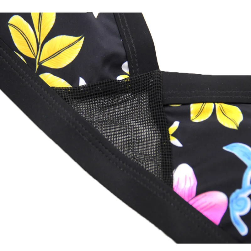 Black Floral Printed Swimwear Women 2017 Hot Mesh Patchwork Swimsuit Female Low Waist Bikinis Set Summer Brazilian Bathing Suits |