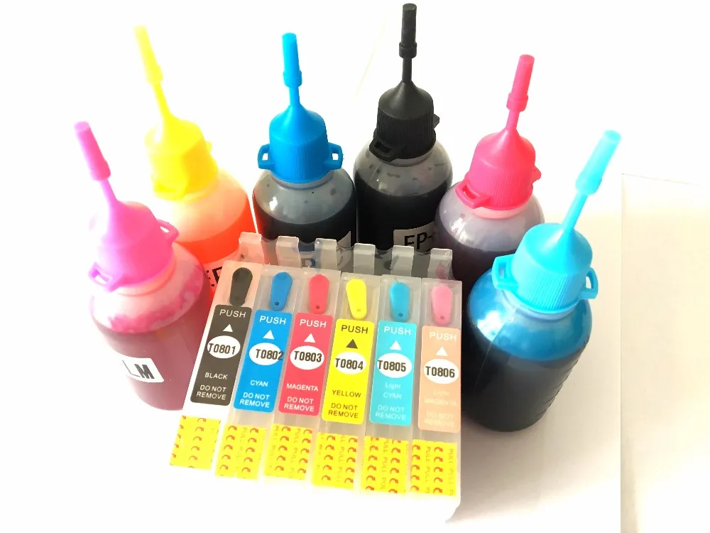 Набор для заправки чернил T0801 Epson R265 R285 R360 RX560 RX585 RX685 P50 PX650 PX660 PX700W принтер T0801-T0806