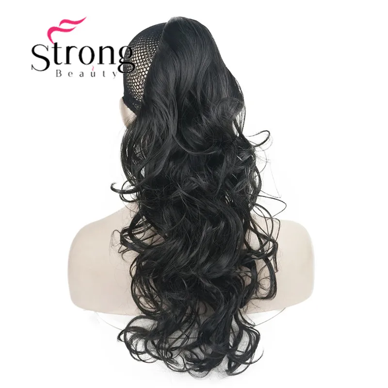 StrongBeauty 2" волнистая Накладка для волос для женщин премиум синтетического волокна 120 г-130 г завязывается заколка для хвоста в наращивание волос
