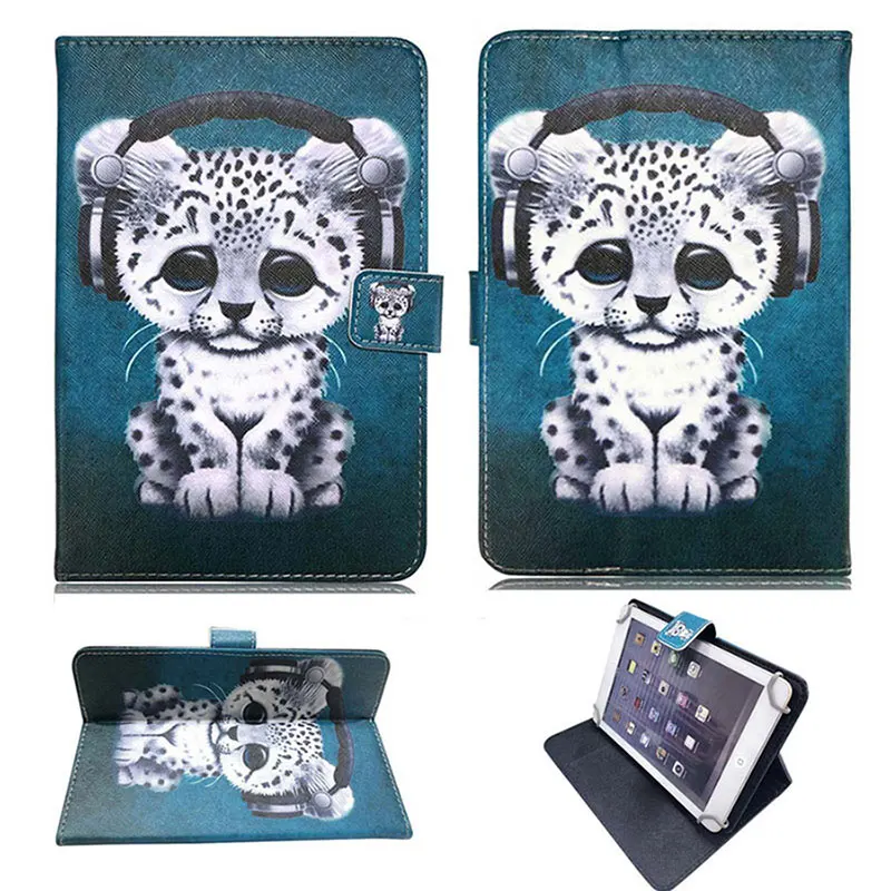 music leopard Универсальный бампер для планшета 9,7 10 10,1 дюймов для iPad samsung lenovo ASUS Cube Alcatel с мультяшным принтом кожаный чехол-подставка - Цвет: music leopard