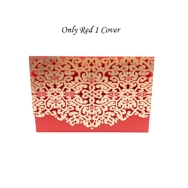 Red Cover 50 шт., синие, красные, роскошные свадебные пригласительные открытки с цветочным узором, лазерная резка, Индивидуальные свадебные конверты, вечерние, свадебные украшения - Цвет: Red Cover
