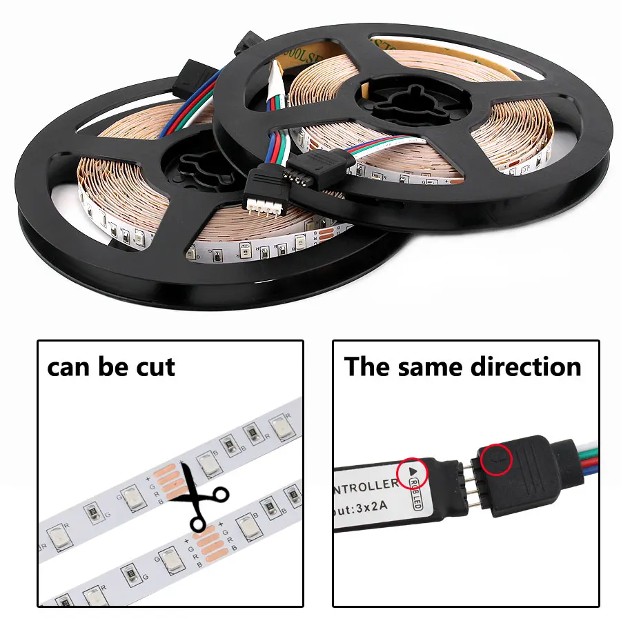 AC DC 12 V Светодиодная лента RGB Диодная SMD 2835 5m 60led/m Водонепроницаемые гибкие полосы
