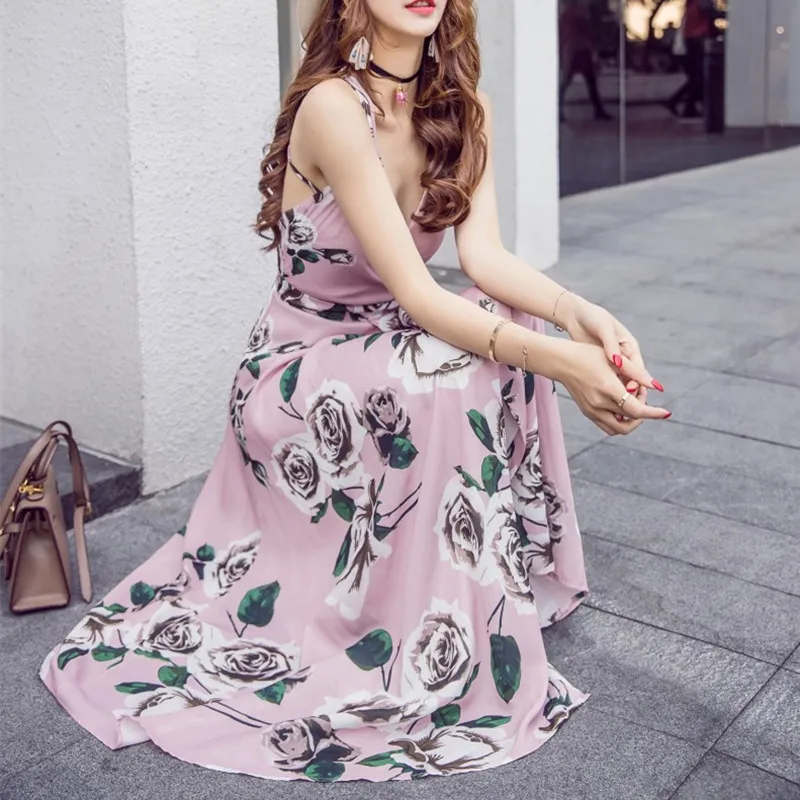 HziriP Hot Sale Sexy Backless Bandage Elegant Loose Vintage Beach V-neck Dress Women 2017 Summer Bohemian Female New Dresses | Женская