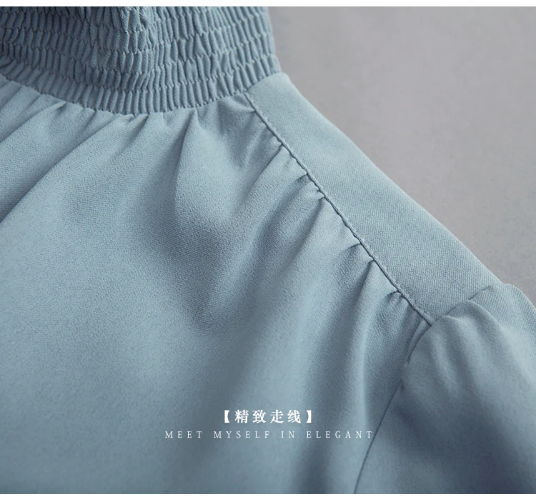 2018 new arrival spring and summer euramerican vintage blue ruffled full sleeve women shirt high quality |