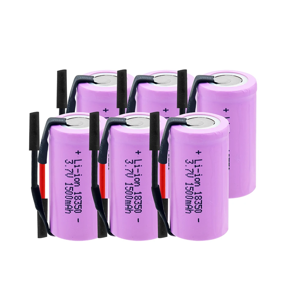 100% новый 6/8/10 шт литий ионная батарея 1500MAH 3 7 V 18350 аккумуляторная с высокой