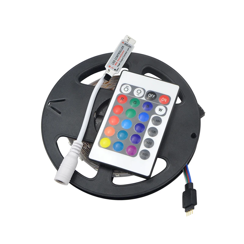 RGB with mini 24 24/44 кнопочный светильник с дистанционным управлением 2835 Led RGB, 5 м/рулон, 60 светодиодов/м, декоративный светильник для гостиной, спальни, автомобиля, витрины - Испускаемый цвет: RGB with mini 24