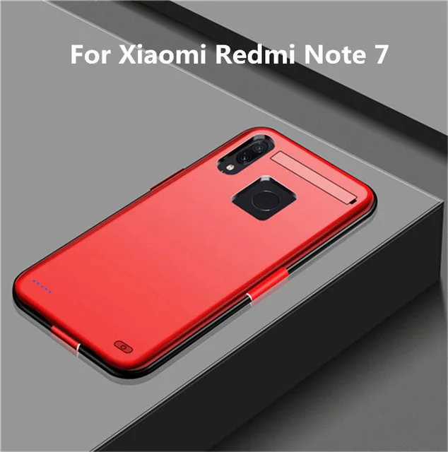 Red For Note 7 Для Xiaomi Redmi Note 7 Удлинение Банк питания зарядное устройство крышка для Xiaomi Redmi Note 7 Pro внешний блок питания зарядный чехол - Цвет: Red For Note 7