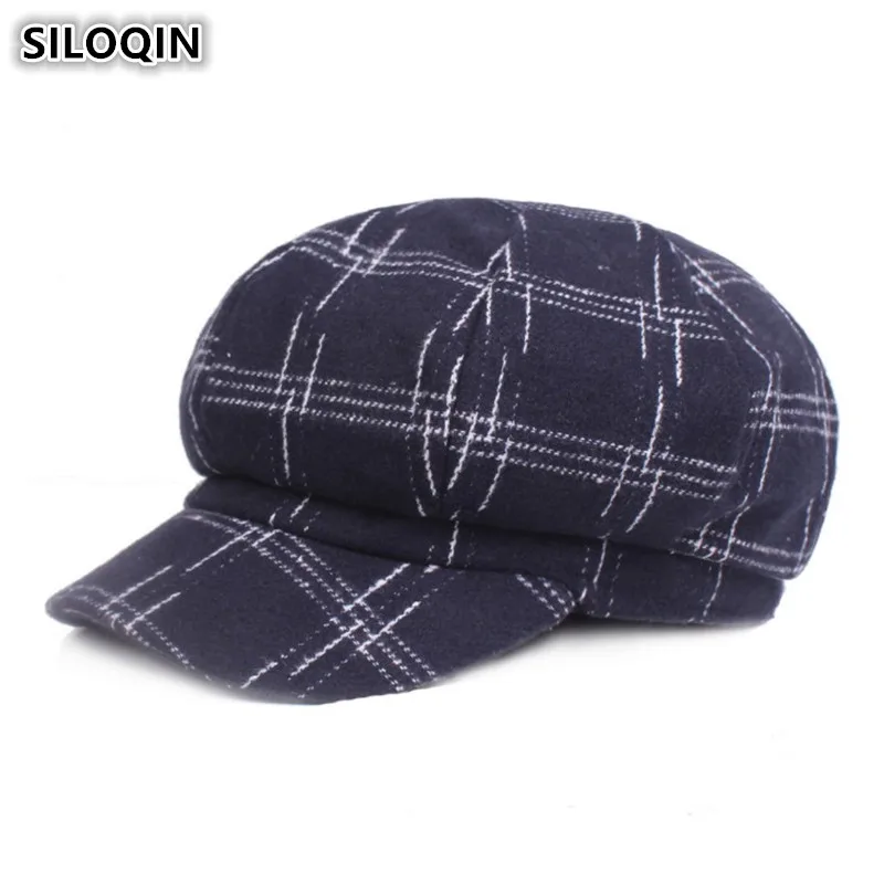 

SILOQIN Autumn Winter Women's Retro Cap Thick Warm Newsboy Caps Elegant Fashion Beret Hats For Women Brands Female Winter Hat